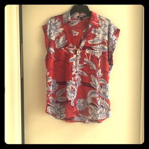 Express brand zippered front shirt, Hawaiian print